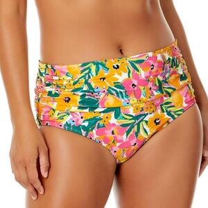 Anne Cole Floral High Waisted Bikini Bottom NWT Beach Vacation Modest